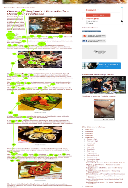 Figure 3b: Gaze interactions (saccade) - Food blogger webpage