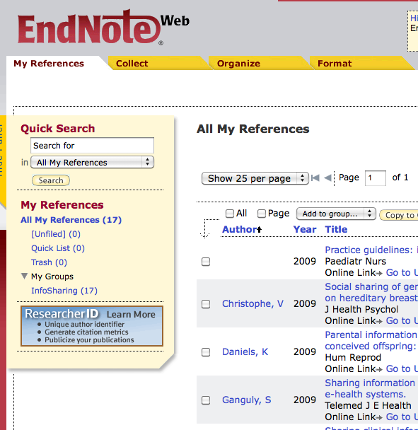 web endnote not working