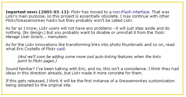 Lickr Web page post