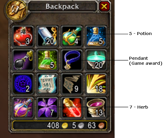 Figure 3: Objects that players can acquire in the World of Warcraft