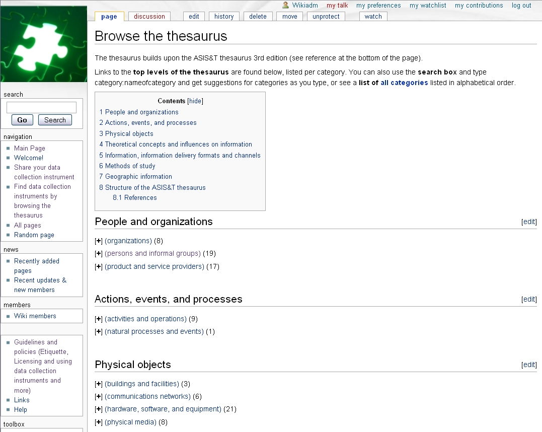 Figure 3: Example of the thesaurus browsing feature