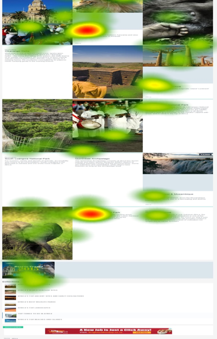 Figure 1a: A sample (partial page) of eye-fixation (heatmap) on LonelyPlanet webpage