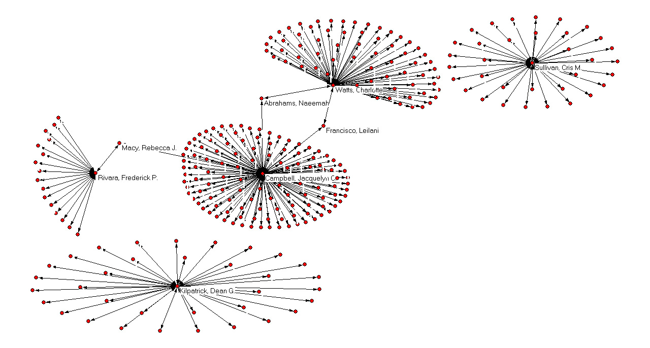 Collaboration network of the most influential authors